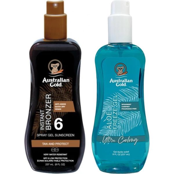 Gel Australian Gold A Spruzzo D'oro Con Bronzer SPF6 + Gel Di Congelamento Aloe-image