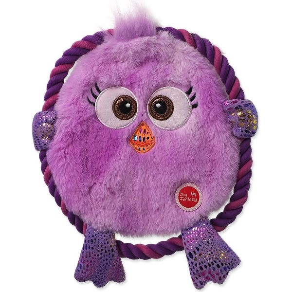 Giocattolo Cane Fantasy Monsters Piatto Pollo Viola Frusciante Con Corda 18 Cm-image