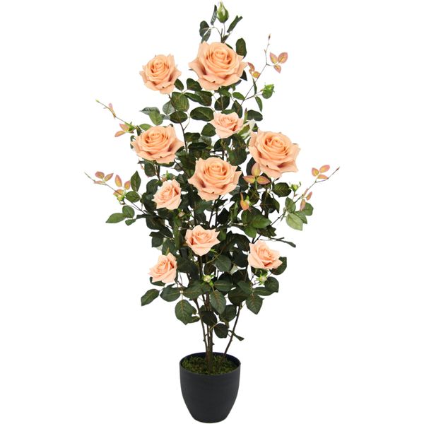 Kunstbaum I.Ge.A. "Rosenbusch Im Topf", Orange, B:45Cm H:115Cm L:45Cm, Obermaterial: 95% Polyester, 5% Kunststoff, Kunstpflanzen, Kunstrosen Kunstpflanzen Rosenstrauch Deko Hochzeit-image