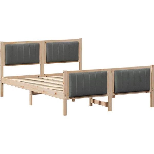 Vidaxl Struttura Letto Marrone E Grigio Scuro 140 X 190 Cm In Legno Di Pino Massiccio-image