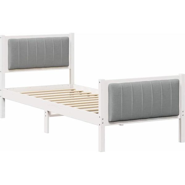 Vidaxl Struttura Letto Bianco E Grigio Chiaro 75 X 190 Cm In Legno Di Pino Massiccio-image