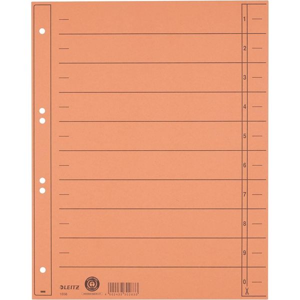 Divisori Leitz A4 Extra Larghi Manila In Cartone 230 G/M² Arancione 100 Divisori-image