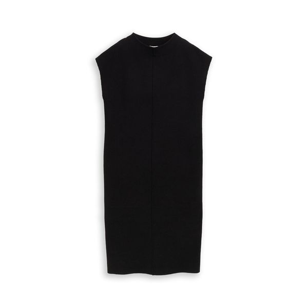 Tom Tailor Damen Strickkleid Mit Stehkragen, Schwarz, Uni, Gr. 36-image