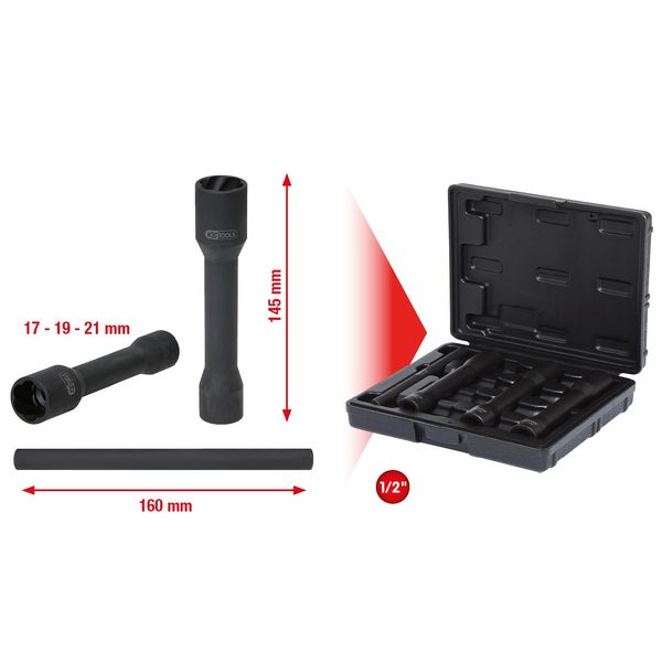 Ks Tools 1/2&Quot Set Di Prese Elettriche Con Profilo A Spirale Xl 4 Pezzi 17-21 Mm 913-image