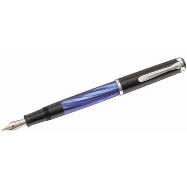Pelikan 801867 Stilografica Classic M205 - Pennino F, Blu Marmorizzato, Astuccio Pieghevole-image