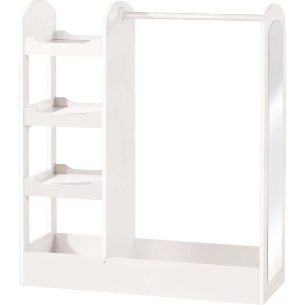 Appendiabiti Roba, Con Appendiabiti, Ripiano, Asta Appendiabiti E Grande Specchio, In Legno Laccato Bianco-image