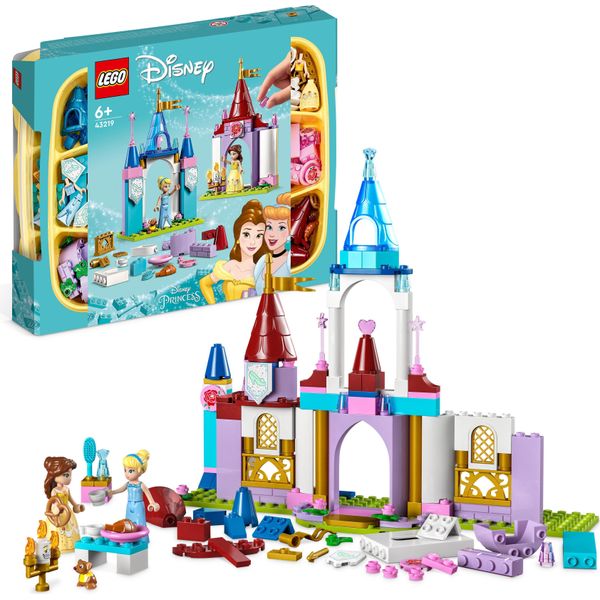 Lego 43219 Scatola Del Castello Creativo Della Principessa Disney, Playset Del Castello Giocattolo Con Mini-Doll Di Belle E Cenerentola E Scatola Di Smistamento Dei Mattoncini, Giocattolo Da Viaggio Per Bambine E Bambini Dai 6 Anni In Su-image