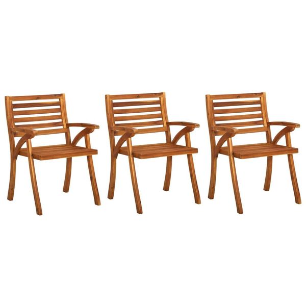 Vidaxl Sedie Da Pranzo Da Giardino Con Cuscini 3 Pz. Legno Massiccio Di Acacia-image