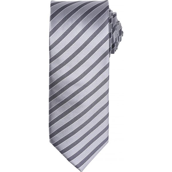 Cravatta Premier A Righe Doppie Da Uomo RW5235 (Taglia Unica) (Argento/Grigio Scuro)-image
