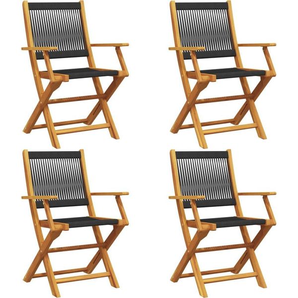 Vidaxl Sedie Da Giardino 4 Pz. Pieghevoli In Legno Massiccio Nero Di Acacia-image