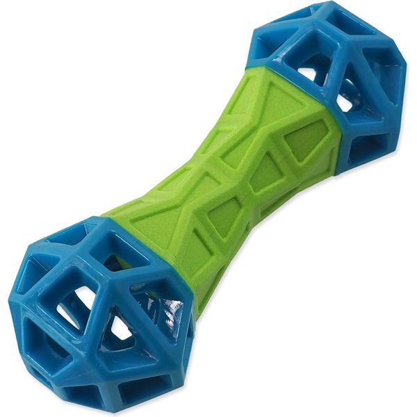 Cane Giocattolo Fantasy Osso Con Motivi Geometrici Fischiante Verde-Blu 18 Cm-image
