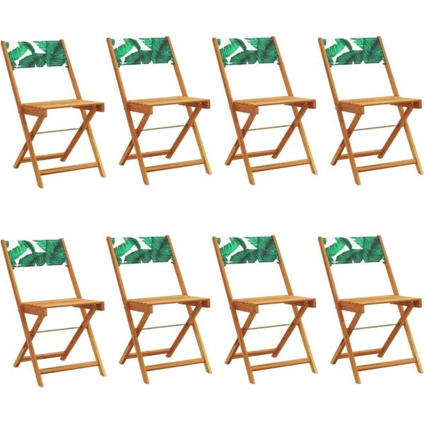 Vidaxl Sedie Da Giardino 8 Pz. Pieghevoli In Tessuto Verde E Legno Massiccio-image