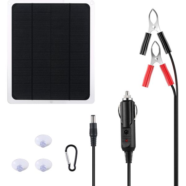 Caricabatterie Solare Di Mantenimento Da 12 V Migliorato - Set Portatile E Impermeabile Per Auto, Moto, Barca E Camper-image