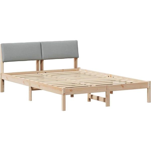 Vidaxl Struttura Letto Marrone E Grigio Chiaro 140 X 190 Cm In Legno Di Pino Massiccio-image