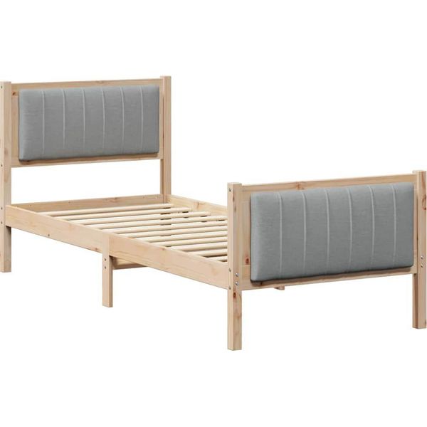 Vidaxl Struttura Letto Marrone E Grigio Chiaro 75 X 190 Cm In Legno Di Pino Massiccio-image