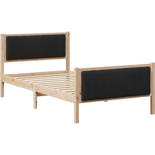 Vidaxl Struttura Letto Marrone E Nera 100 X 200 Cm In Legno Di Pino Massiccio-image