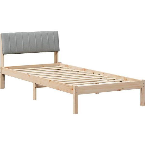 Vidaxl Struttura Letto Marrone E Grigio Chiaro 90 X 190 Cm In Legno Di Pino Massiccio-image