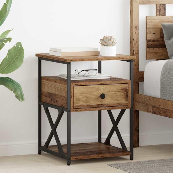 Maison Exclusive - Comodino Con Cassetti Legno Antico 40 X 42 X 55 Cm Materiale Ligneo-image