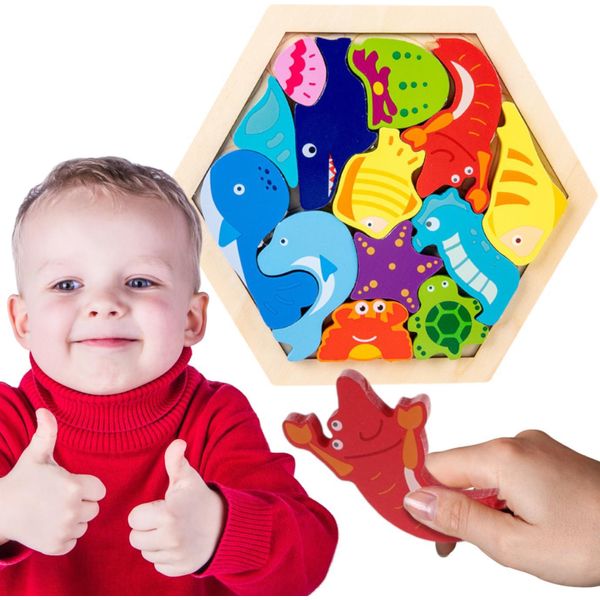 Puzzle In Legno Colorato Con Cornice - Motivo Del Mondo Sottomarino-image