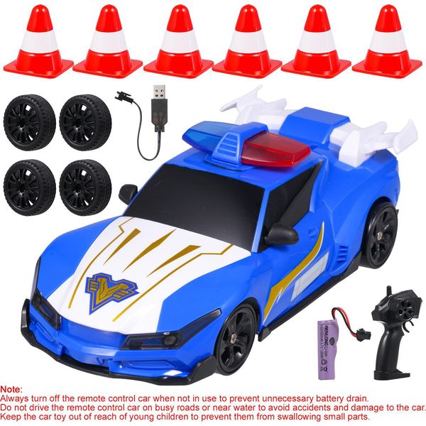 Auto Della Polizia Telecomandata, Giocattolo A Quattro Ruote Motrici Con Luci, Regalo Di Compleanno, Ideale Per Bambini, Ragazzi E Ragazze, Blu-image