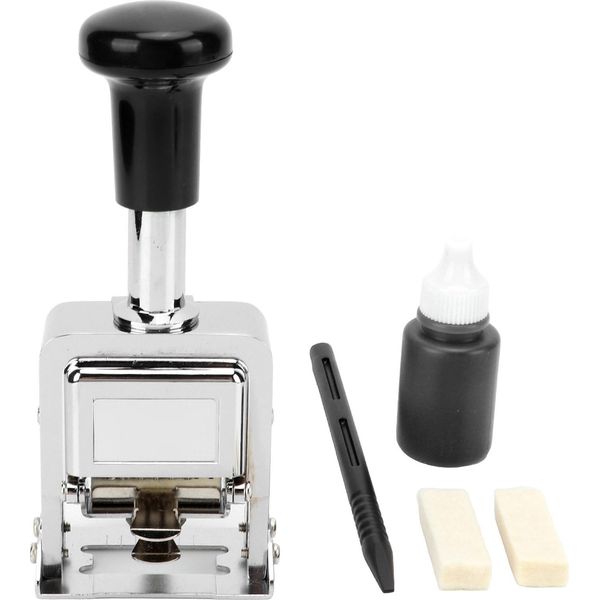 Timbro Numeratore, Portatile, Alloggiamento In Lega Di Zinco, 6 Cifre, Numeratore Automatico Autoinchiostrante Per La Contabilità-image
