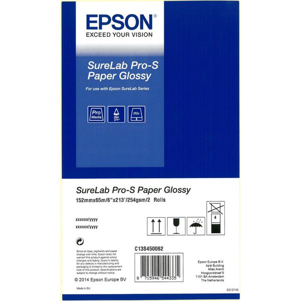 Carta Epson Surelab Pro-S Glossy - Lucida - 252 Micron - Rotolo (15,2 Cm X 65 M) - 252 G/M² - 2 Rotoli Di Carta-image