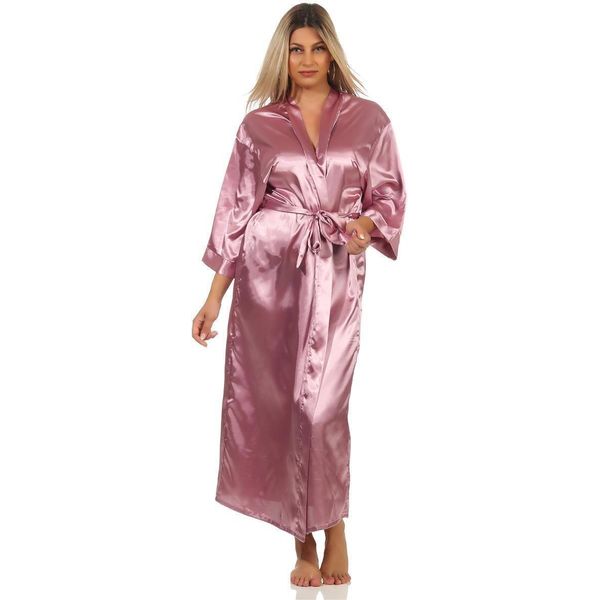 Camicia Da Notte Kimono Lunga Da Donna In Seta, Vestaglia, Erica 2XL-image
