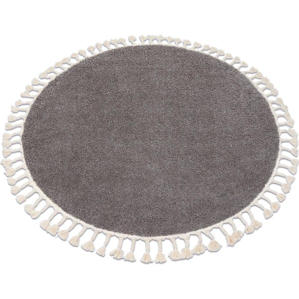 Tappeto Berber 9000 Cerchio Maro Frange Berbero Marocchino Shaggy Marrone Ruota 160 Cm-image