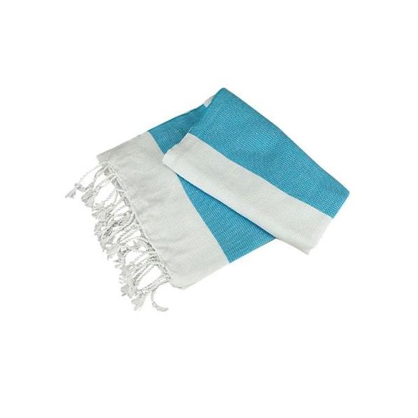 A&R AR058 | Hamamzz® Hamam Towel Antalya,100 X 180 Cm - Farbe: Bianco/Blu Acqua - Lunghezza: 100 X 180 Cm-image
