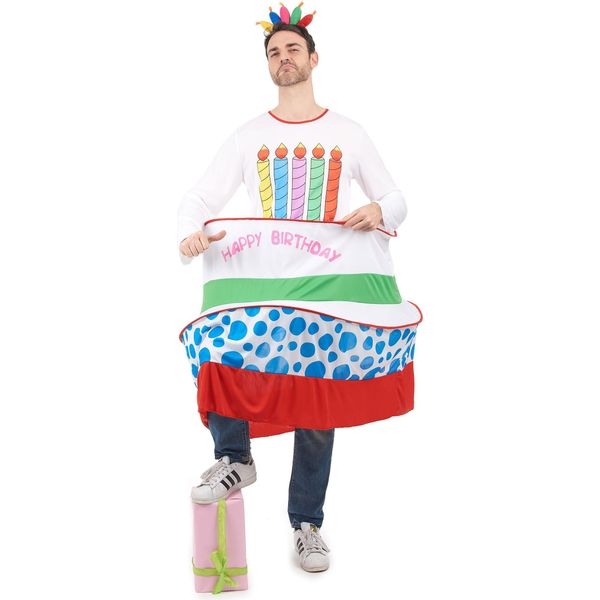 Costume Divertente Da Torta Di Compleanno, Colorato - Taglia Unica (42)-image