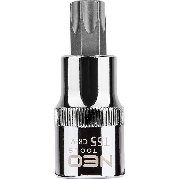 Neo Tools Punta Per Cacciavite Torx Su Attacco 1/2", T55 X 55 Mm, Attacco In Acciaio Crv, Parte Terminale In Acciaio S2, M+T"-image