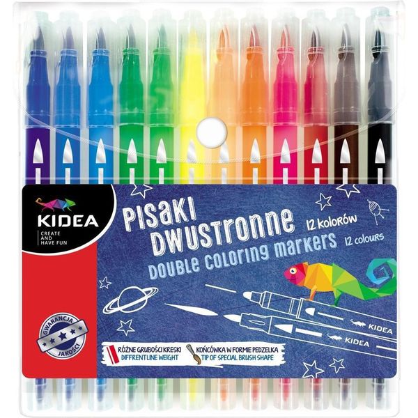 Pennarelli Bifacciali 12 Colori Kidea-image