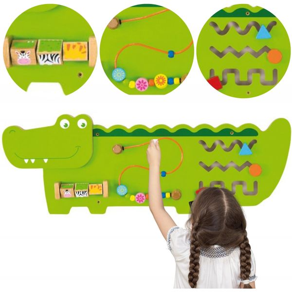 Viga Toys Tavola Di Manipolazione Sensoriale In Legno CoccodrillocertifikáT-image