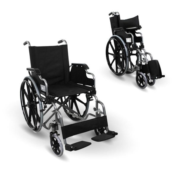 Mobiclinic, Sedia A Rotelle Pieghevole, Giralda, Sedia A Rotelle Per Anziani E Disabili, Braccioli Pieghevoli E Poggiapiedi Estraibili, Nero, Larghezza Seduta 46 Cm-image