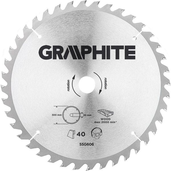 Lama Graphite Lama Di Ricambio Lama Circolare 300 Mm X 30 Mm 40 Denti Per Legno, Mdf Pezzi Di Riduzione: 30 X 16 Mm, 30 X 20 Mm, 30 X 25,4 Mm-image