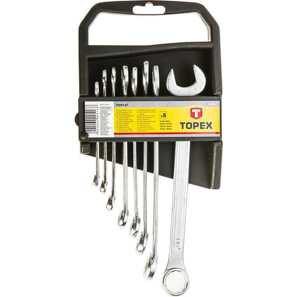 Topex Set Di Chiavi Combinate 8 Pezzi (6,8,10,12,13,15,17,19) | Chiave Combinata Chiave Aperta Chiave Ad Anello-image