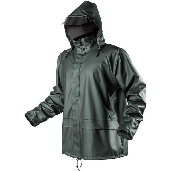 Neo Tools Jacket Pu/Pvc - Giacca Da Lavoro - Softshell Impermeabile Con Cappuccio - Verde - Taglia M-image