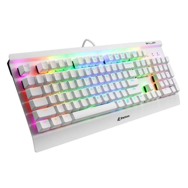 Sharkoon 4044951032174 Sharkoon Tastatur Skiller SGK3 Weiß-Blau (Us Layout)-image
