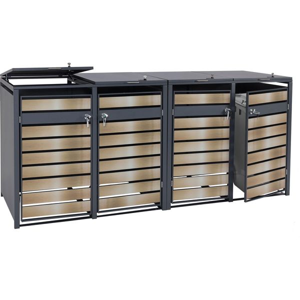 Contenitore Per 4 Cassonetti HWC-J81, Cassonetto Estraibile, Metallo 100Kg, Antracite ~ Oro-image