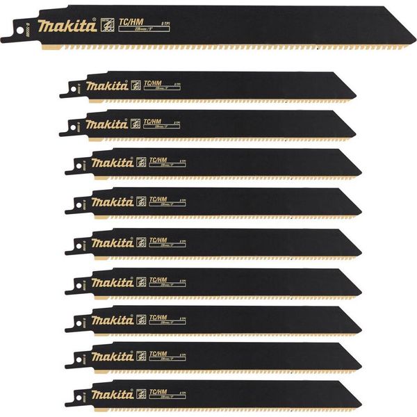 Makita B-55588-10, Lama Per Sega Alternativa, Ghisa, Acciaio, Legno, Carburo Di Tungsteno (Tc), 22,8 Cm, 10 Pezzo/I-image