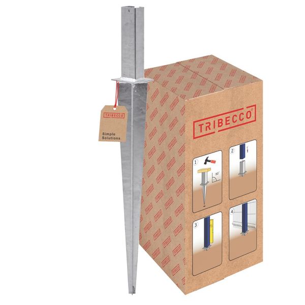 Tribecco® Manicotto A Terra Drive-In, Supporto Per Pali Per Recinzione 60X40, Chiodo Per Recinzione, Manicotto Drive-In Regolabile 50 Cm Per Recinzione A Doppio Picchetto Per Pali 60X40 Mm Recinzioni-image