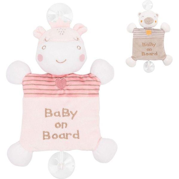 Kikkaboo Baby Peluche Baby On Board, 2 Ventose, 25 Cm, Suono Squillante Rosa-image