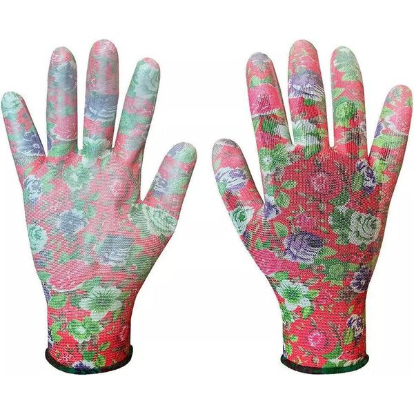 Guanti Da Giardino Rivestiti Inpoliuretanocon Motivo A Rose Misura 8" Verto"-image