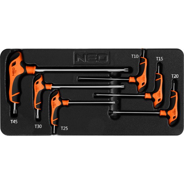 Neo Tools Set Di Chiavi Torx, 6 Pezzi Con Supporto, Misure T10, T15, T20, T25, T30, T45, Acciaio S2-image