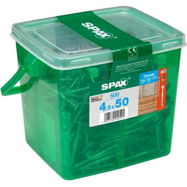 Vite Per Facciate Spax In Acciaio Inox A2 4,5 X 50 Mm 500 Pz. Scatola Maniglia Argento-image
