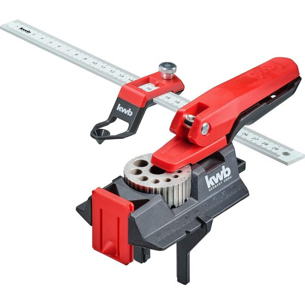 Dima Di Tassellatura Kwb Con Righello Da 30 Cm, Fori Da 3 A 12 Mm, Comprese Le Dimensioni Dei Fori Di Carotaggio, Dima Per La Foratura Diritta Di Legno, Metallo E Molto Altro, Dima Di Foratura Per Tassellatura-image