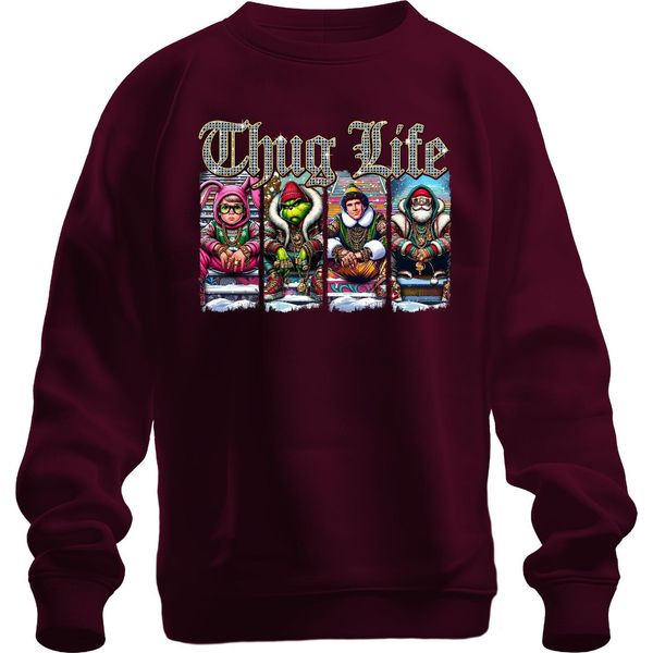 Thug Life Buddy The Elf Grinch - Maglia Natalizia Unisex, Borgogna, M-image