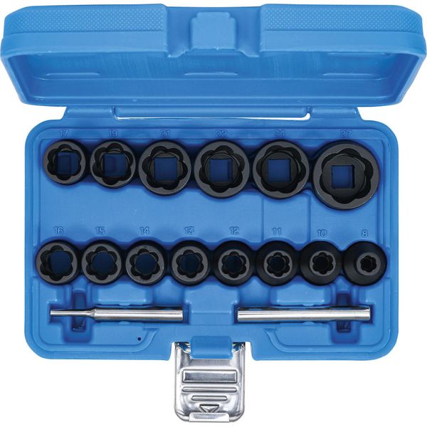 Bgs Set Di Chiavi A Bussola Con Profilo A Spirale / Estrattori Di Viti Con Attacco Quadro 12,5 Mm (1/2") Sw 8 - 27 Mm 16 Pezzi - 5269"-image