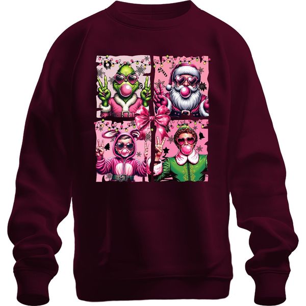 Holly Jolly Christmas Movies Pink Christmas Movie - Natale Xmas Maglia Natalizia Unisex, Bordeaux, L-image
