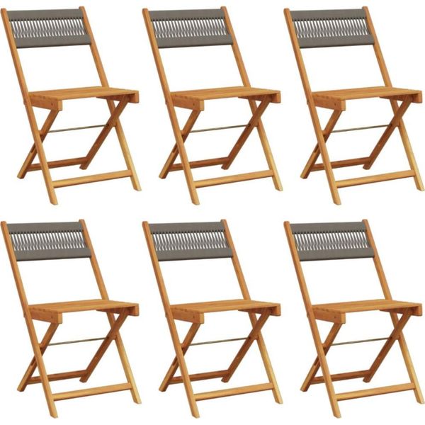 Vidaxl Sedie Da Giardino 6 Pz. Pieghevoli In Legno Massiccio Di Acacia Grigio-image
